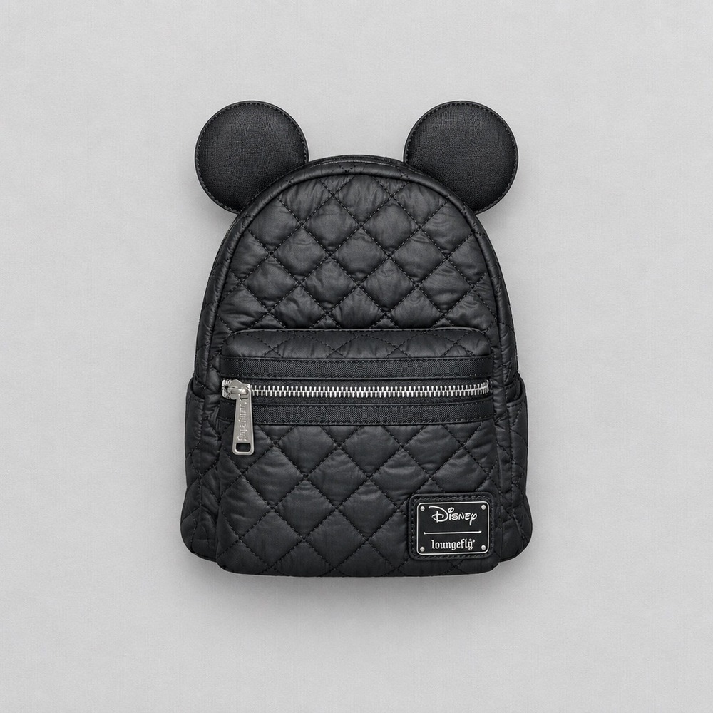 Loungefly Mickey Mouse Mini Backpack Quilted Puffer Black Whimsygoth Disney NWT